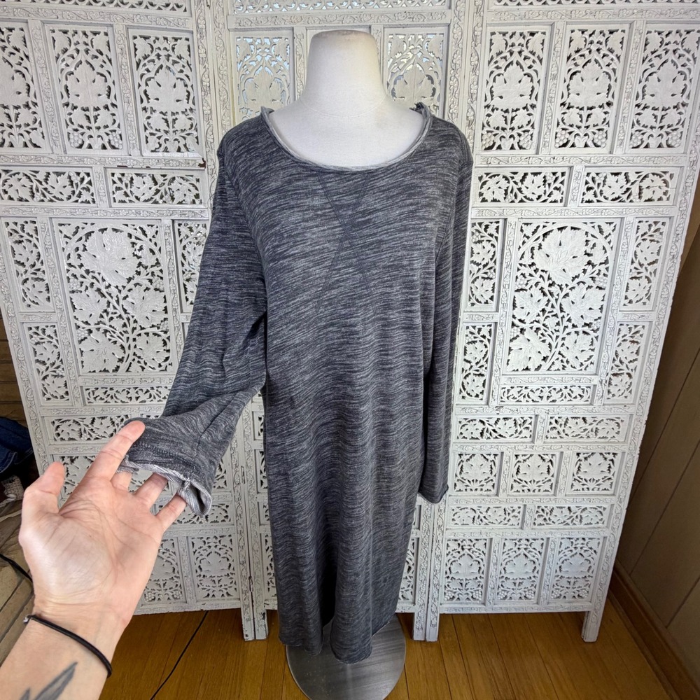 Free People Roll Neck Long Gray Tunic Dress Womens Medium Lagenlook Slouchy
